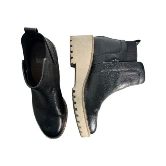Dolce Vita DV Rielle Black Leather Platform Wedge Chelsea Boots Women's Size 8.5 - Picture 9 of 12